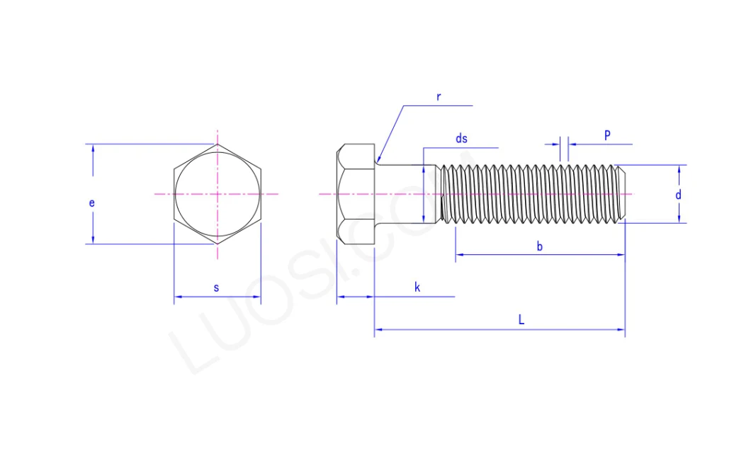 ASTM DIN Inch Size Grade 2 4.8 8.8s 10.9 Carbon Steel Hex Head Bolts