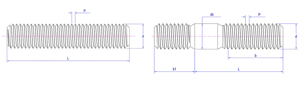 Threaded Rods Stud DIN 976 DIN 975 Carbon Steel Full Threaded Stainless Steel Metal Stud