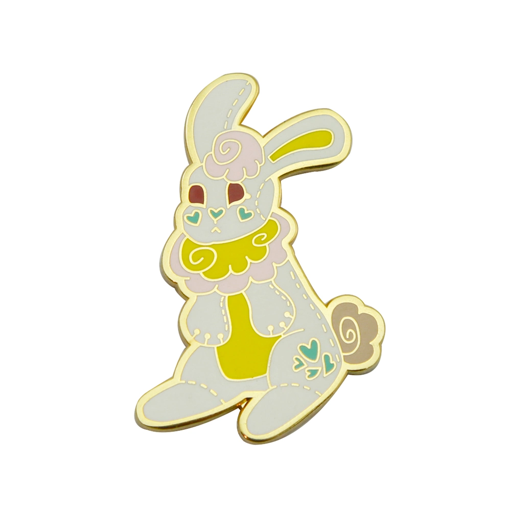 Factory Custom Cute Fashion Rapper Cartoon Metal Enamel Brooch Rabbit Lapel Pins