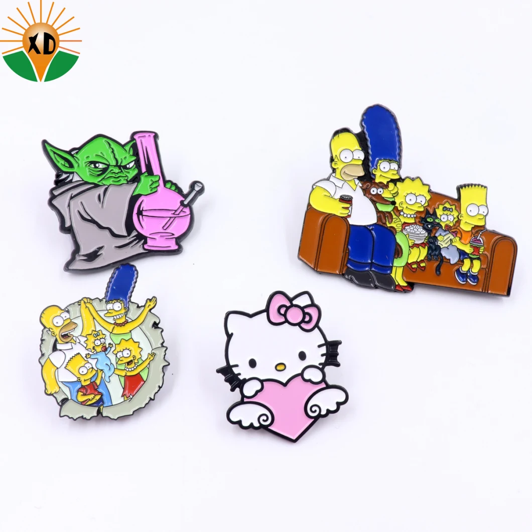 Wholesale Promotion Custom Emblem Logo Fashion 3D Anime Cartoon School Soft Hard Enamel Metal Button Lapel Pin Badge for Promotional Gift